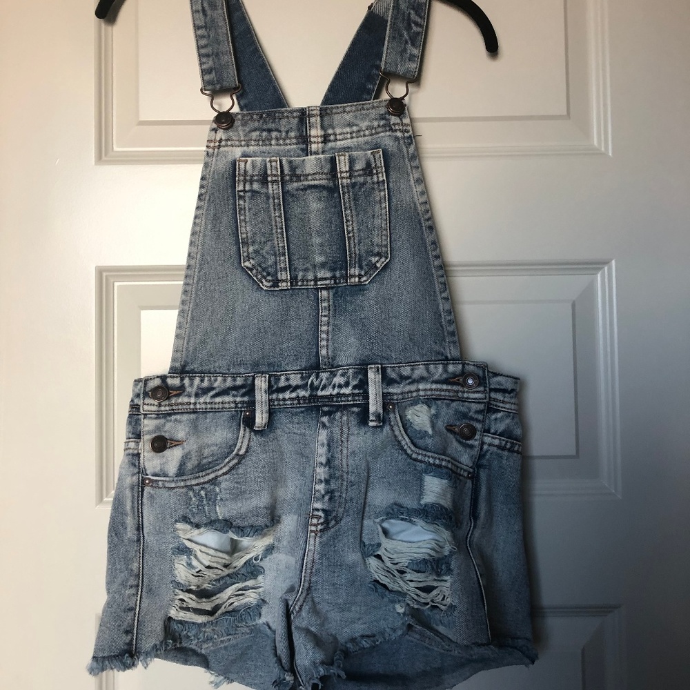 Distressed Denim Overalls